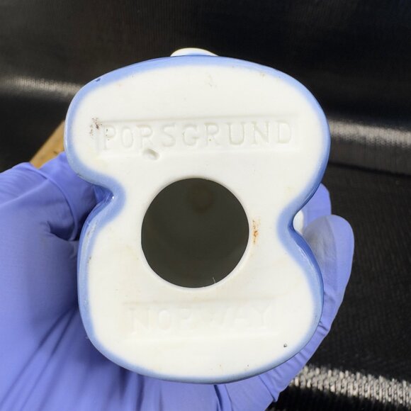 Porsgrund Norway Boy Blue White Snowflake Porcelain Figurine Vintage Figure VTG - Picture 6 of 10